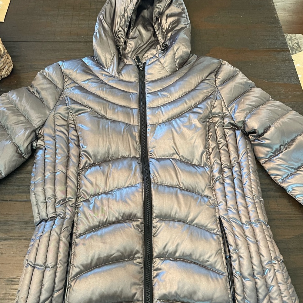 Andrew Marc Gray Puffer Coat with Hood